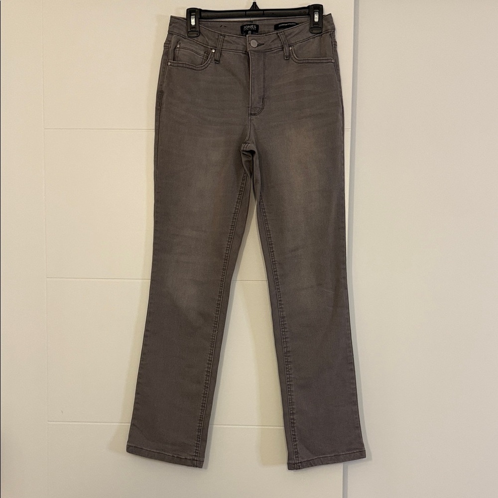 Jones New York Women's Taupe Straight Leg Jeans